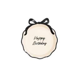 Talerzyki Happy Birthday z kokardką 24cm 6szt