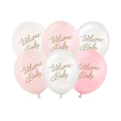Balony Welcome Baby mix różowy 30cm 6szt - 1