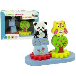 Drewniane zwierzątka sorter Sowa, panda, zębatki - 1