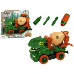 Ciężarówka betoniarka Dinozaur do rozkręcania zielony akcesoria Lean Toys (10422)