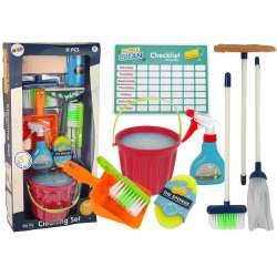 Zestaw do Sprzątania Cleaning Set 11 Elementów AGD Mop Miotła Wiadro (10510)