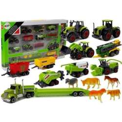 Zestaw pojazdów rolniczych traktory przyczepy z figurkami zwierząt Lean Toys (6869)