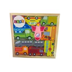 Drewniane Puzzle Środki Transportu Do Dopasowania Autobus Taxi (12213) - 1