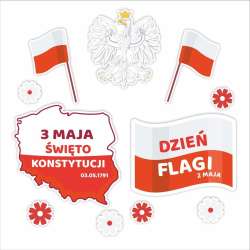 Dekoracje okienne patriotyczne - 2-3 maja 02 11szt - 1