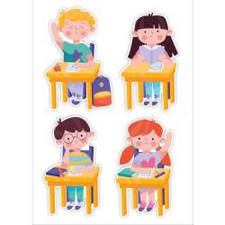 Dekoracje szkolne - Dzieci w ławkach (duży napis) - 1