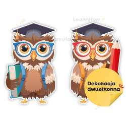 Dekoracje szkolne - Duże sowy w beretach - 1
