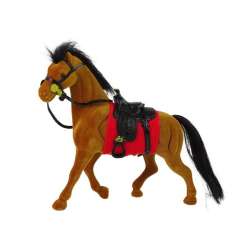 Figurka Brązowy Aksamitny Koń Czerwone Siodło Farma Lean Toys (13380)