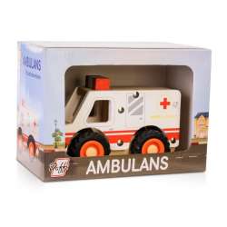 Drewniane auto z oponami - ambulans (D-136)