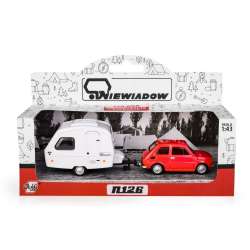 Fiat 126p + przyczepa Niewiadów Kemping czerwony