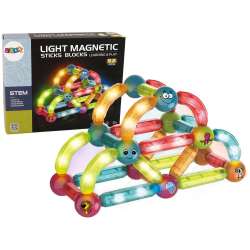 Klocki magnetyczne świecące edukacyjne zestaw 52 elementy Lean Toys (14655) - 1