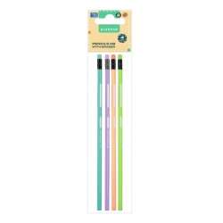 Ołówek z gumką HB trójkątny pastel 4szt - 1
