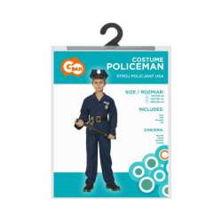 Strój Policjant USA koszula, pasek, spodnie, czapka rozmiar 120/130cm (SL-PU12)