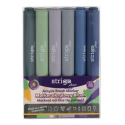 Marker akrylowy Brush 6 kolorów STRIGO - 1