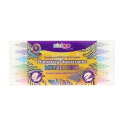 Flamastry dwustronne metaliczne 6 kolorów STRIGO - 1