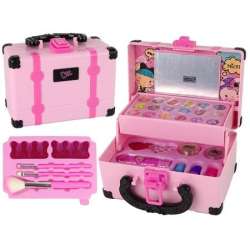 Kuferek zestaw do makijażu różowy