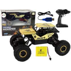 Auto RC Wysokie Koła 1:18 Plastikowe Czarne Złote Lean Toys (15793)