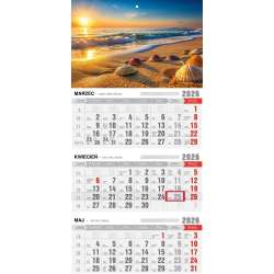 Kalendarz 2026 trójdzielny z magnesem plaża