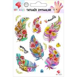 Tatuaże zmywalne dla dzieci Pióra i kwiaty - 1