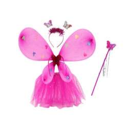 Strój wróżki ze skrzydłami motyla różowy - 1
