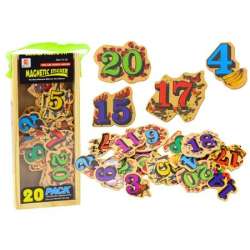 Zestaw magnesy drewniane cyfry obrazki 20szt - 1