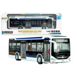 Autobus elektryczny miejski metalowy biały 1:42