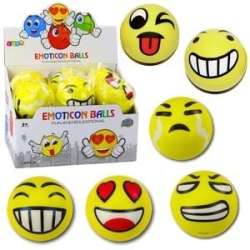 Piłka do odbijania Emotka żółta 10cm MIX