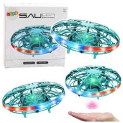 Dron UFO sterowany ręką RC Światła LED Turkusowy