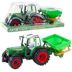 Traktor rolniczy z siewnikiem zielony