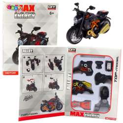 Motocykl do skręcania metalowy 1:14 czarno-pomar.
