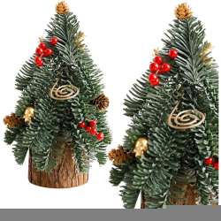 Choinka ozdobna na pniu z jarzębiną 26x12cm