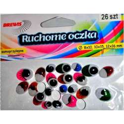 Ruchome oczka owalne z kolorowymi rzęsami 36szt - 1
