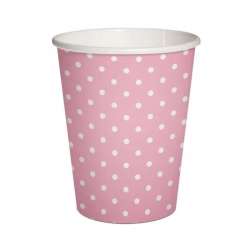 Kubki papierowe eko Różowe w kropki 250ml 10szt