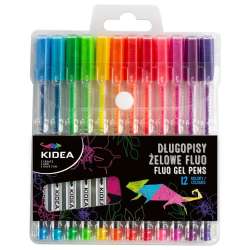 Długopisy żelowe fluo 12 kolorów KIDEA - 1