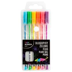 Długopisy żelowe fluo 6 kolorów KIDEA - 1
