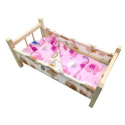 Łóżeczko dla lalek drewniane z tkaniną MALIMAS mix kol cena za 1 szt (MALIMAS ŁÓŻ T) - 1