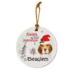 Zawieszka ceramiczna Boże Narodzenie Beagle