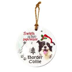 Zawieszka ceramiczna Boże Narodzenie Border Collie
