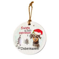 Zawieszka ceramiczna Boże Narodzenie Doberman