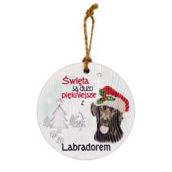 Zawieszka ceramiczna Boże Narodzenie Labrador