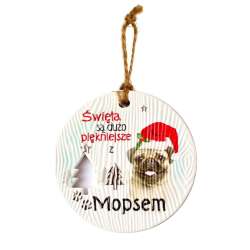 Zawieszka ceramiczna Boże Narodzenie Mops