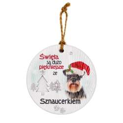 Zawieszka ceramiczna Boże Narodzenie Sznaucer