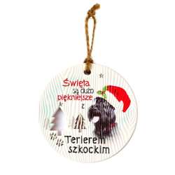 Zawieszka ceramiczna Boże Narodzenie Terier