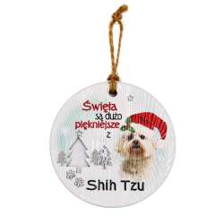Zawieszka ceramiczna Boże Narodzenie Shih Tzu