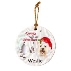 Zawieszka ceramiczna Boże Narodzenie Westie