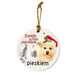 Zawieszka ceramiczna Boże Narodzenie piesek