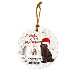Zawieszka ceramiczna Boże Narodzenie kot czarny