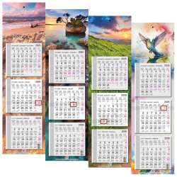 Kalendarz 2026 trójdzielny wąski płaski mix - 1