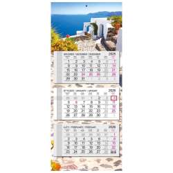 Kalendarz 2026 trójdzielny główka płaska Santorini - 1