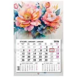 Kalendarz 2026 jednodzielny główka płaska Kwiaty - 1