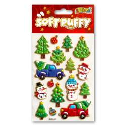 Naklejki puffy Christmas Tree and Smowmen